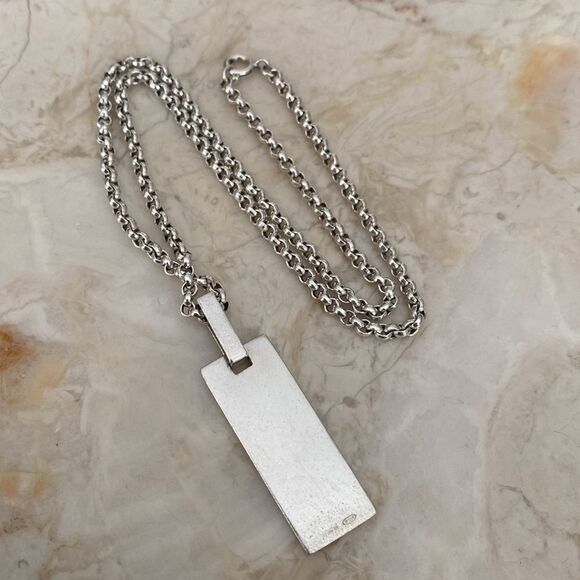 Gucci “G” Solid 925 Sterling Silver Pendant & 16” Sterling Silver Rolo Chain - Picture 5 of 11